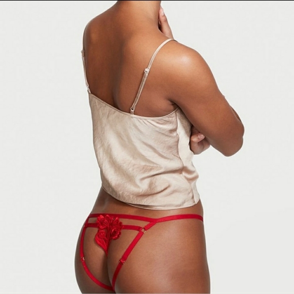 victoria's secret embroidered ouvert string bikini medium floral panty - Picture 3 of 8